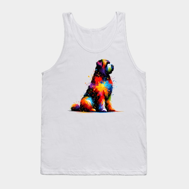 Abstract Bouvier des Flandres in Colorful Splash Art Tank Top by ArtRUs